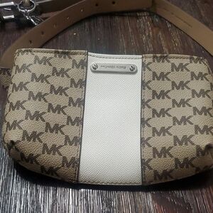 Michael Kors Tan and White Belt Bag